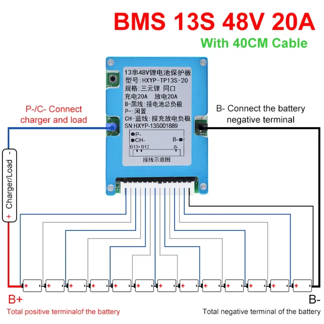 13S 48V 20A Li-ion Lithium BMS